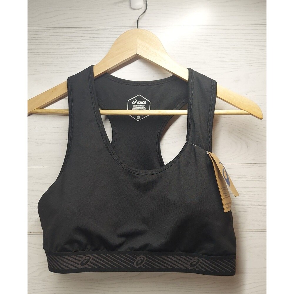 NWT Asics Sports Bra Racerback Black Women's  XL  Medium Support  Elastic Band